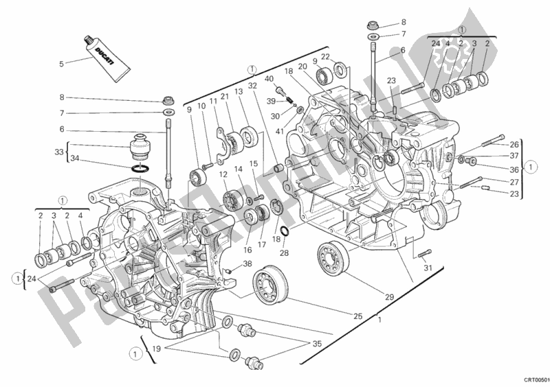 All parts for the Crankcase of the Ducati Sportclassic GT 1000 Touring USA 2009